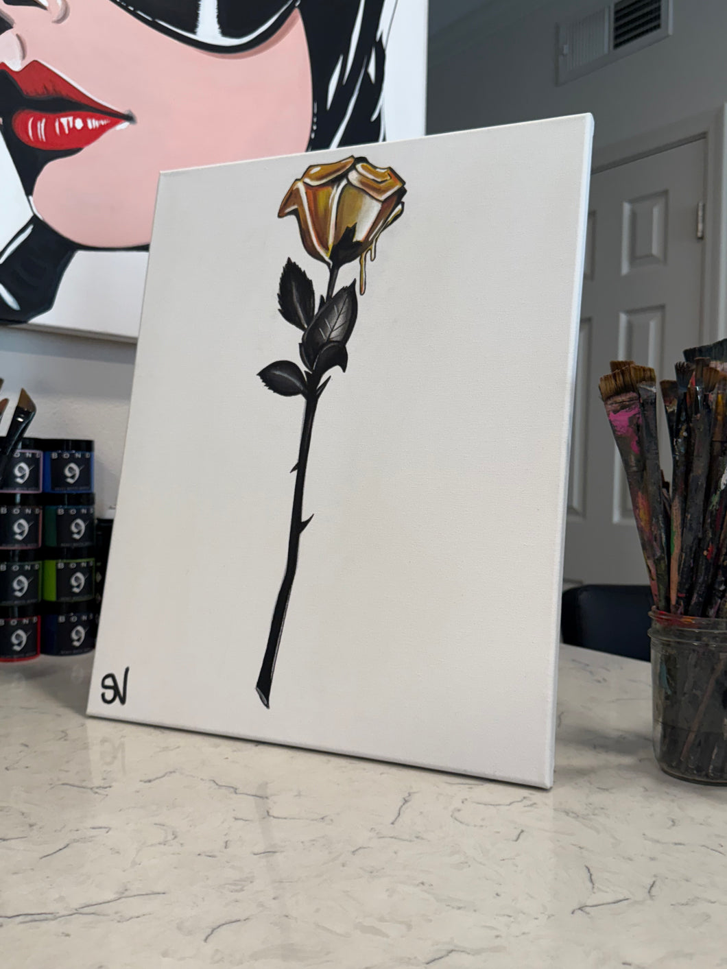 Gold rose canvas